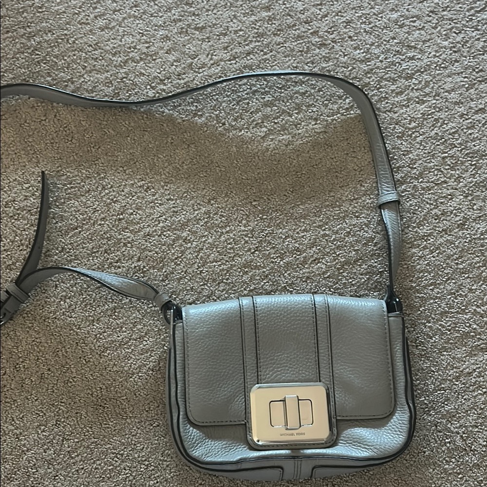 Michael Kors Gray Leather Crossbody Bag
